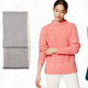 Skinny Crop Jeans, $42 | Mixed Stripe Scarf, $21 | Ribbed Mockneck Sweater, $30 | Wooly Wrap Skirt, $36